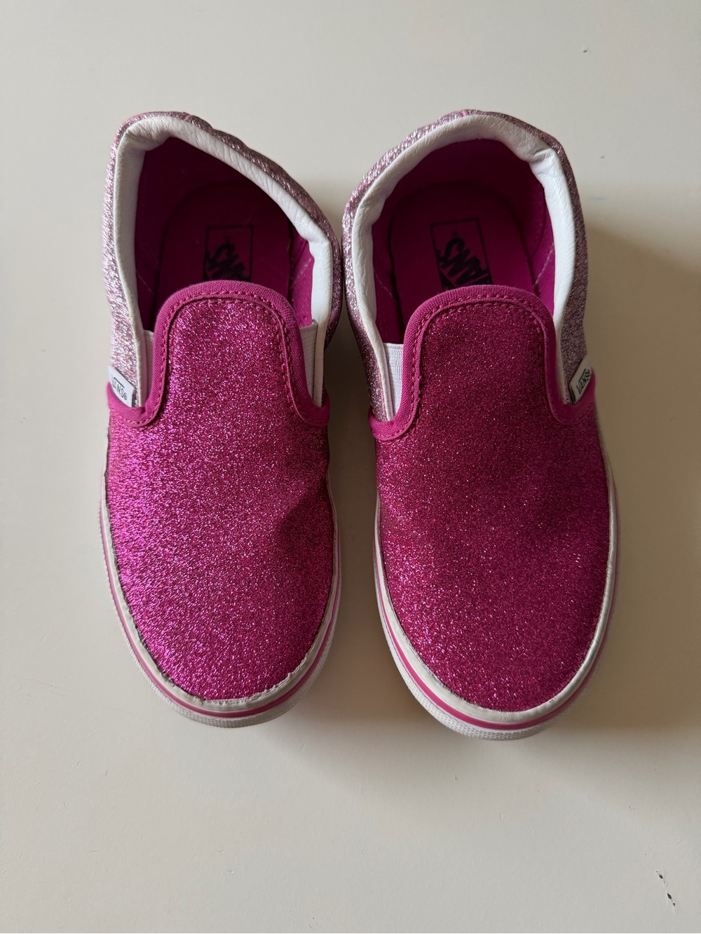 Vans Kids Glitter Slip-On Sneakers in Fuchsia Pink